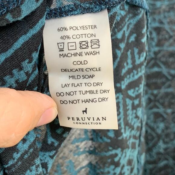 Peruvian Connection Tunic Swing Tee XS Small Burnout Sheer Long Sleeve Oversized - Picture 7 of 10